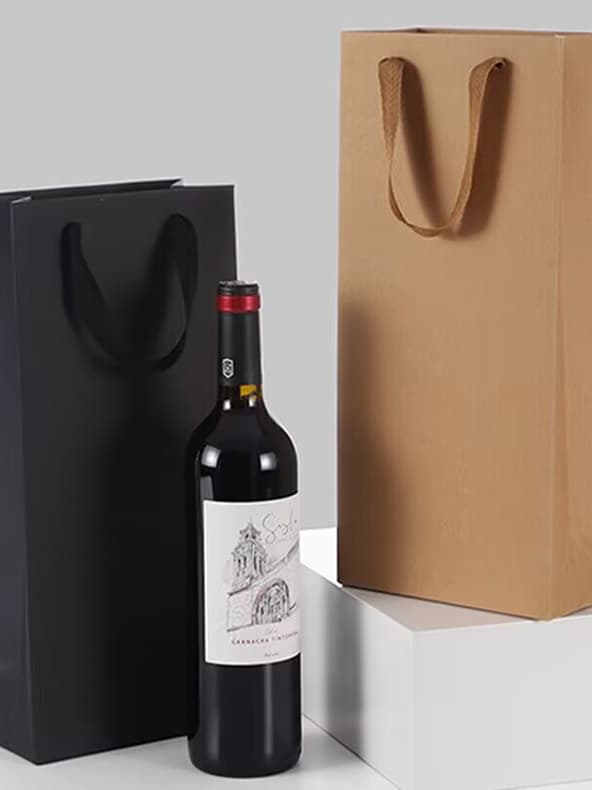 Red Wine Gift Bag Thickened Black Handbag Single Double Wine Packaging Bag Souvenir Paper Bag