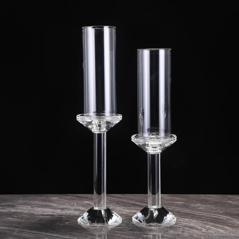 2022 New Hot Selling European Wedding Outdoor Windproof Crystal Candle Holder Romantic Candlelight Dinner Table Decoration