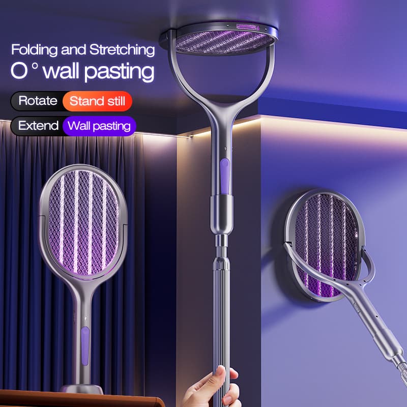 USB Electric Mosquito Swatter Lamp Lightning Fast Foldable Intelligent Light Control Lithium Battery Powered Mosquito Killer