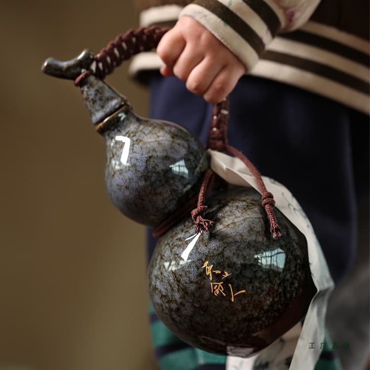Destiny Man Gourd Wine Jug Kettle Ancient Style Liquor Ceramic Old Fashioned Household Internet Celebrity Men's National Style Special Net Pocket