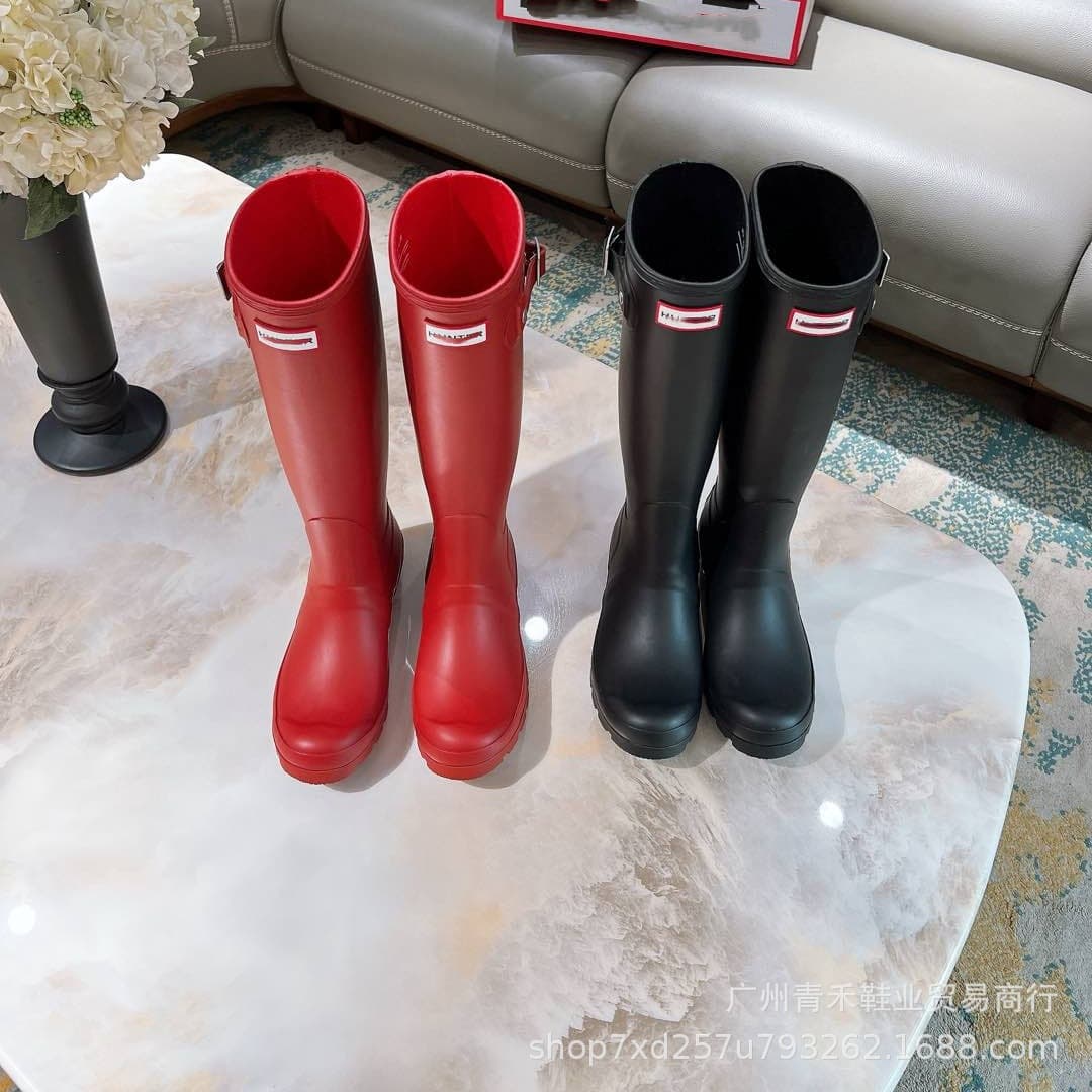 European & American Celebrity Style Fashion Versatile Commuter Women's Boots British Outdoor Trendy Rain Boots Sweet Cool Hunter Boots