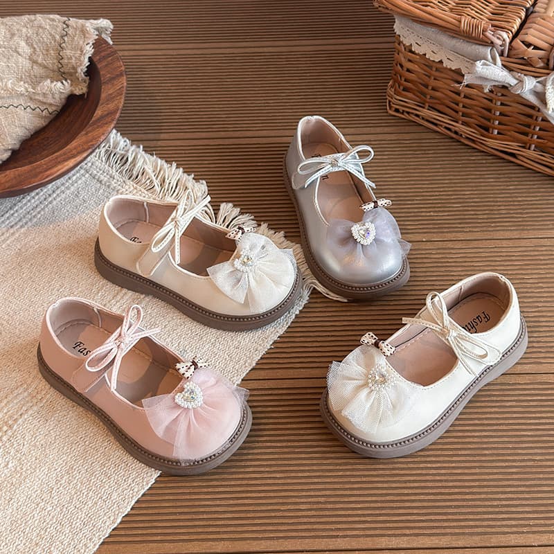 Girls' Shoes Children's Princess Shoes Toddler 2026 Autumn New Style Girls' Bow Elegant Flat Soft Sole Leather Shoes