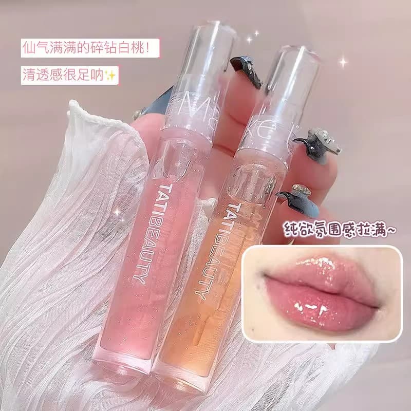 TATIBEAUTY Glossy Lip Gloss Plump Lips Student Women Pure Desire Mirror Lip Tint Marshmallow Fine Shimmer Glass Lip Oil