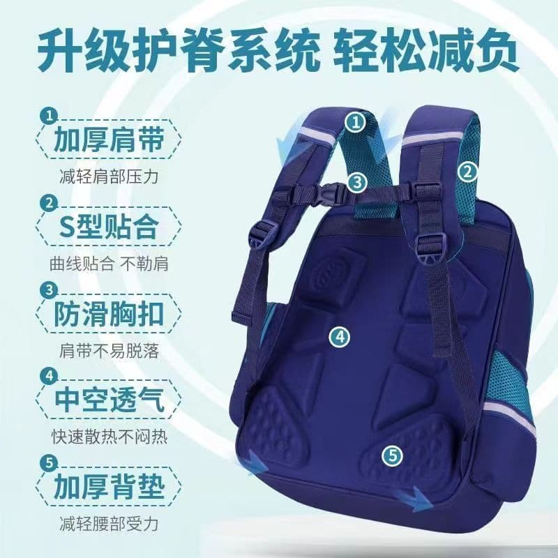 New Astronaut Kids Backpack for Boys Grades 1-6, Ergonomic Spine-Protecting Lightweight School Bag