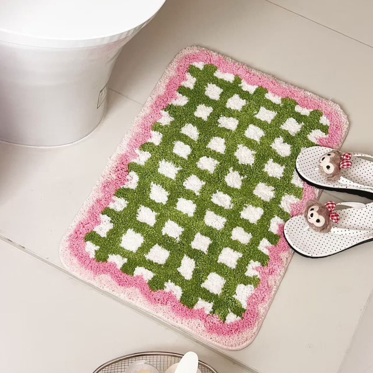 Cross-border ins style flocked carpet thickened TPR bottom non-slip durable bathroom floor mats bedroom entry door custom floor mats