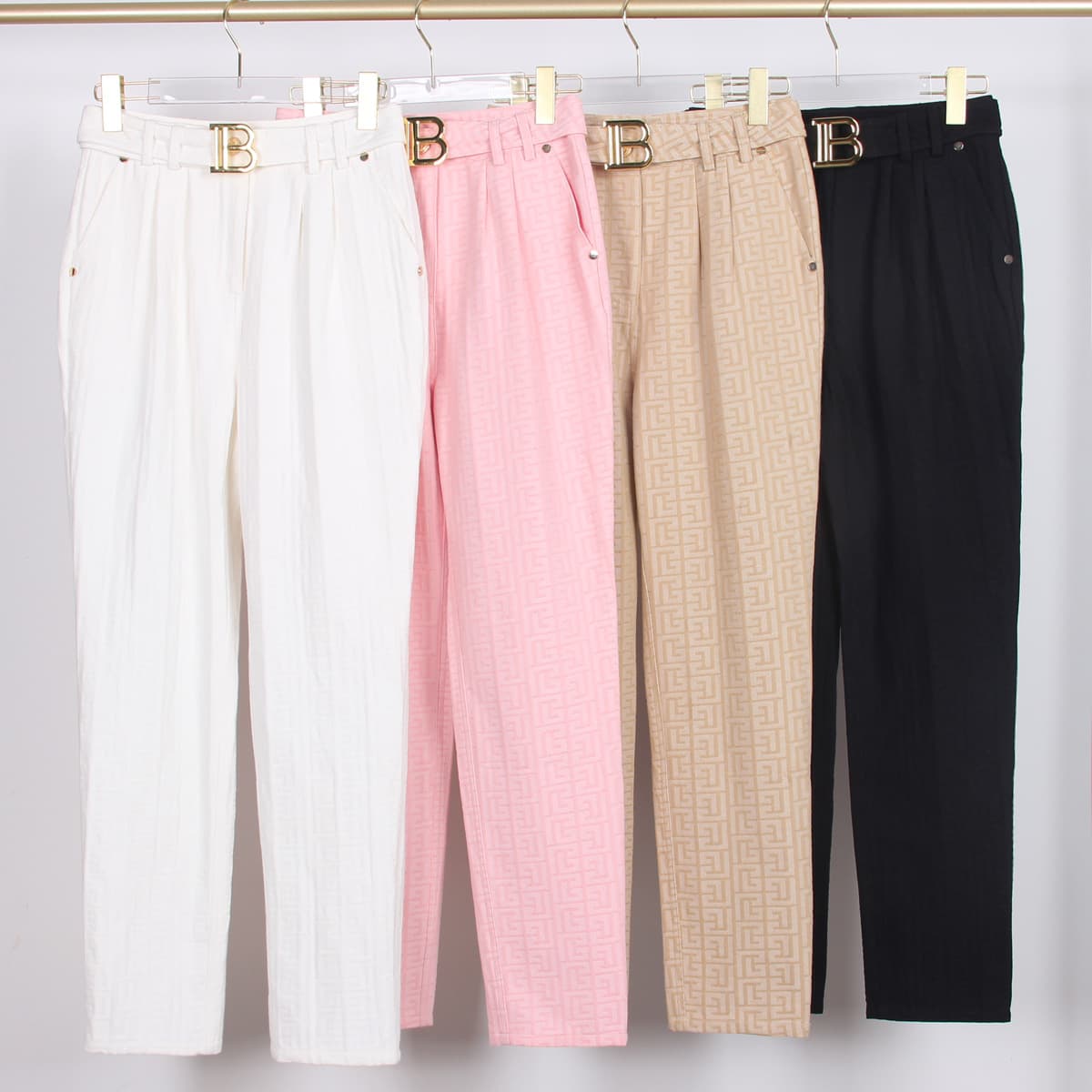 21249 In-Stock New High-Quality Jacquard Fabric Premium Versatile Casual High-End Cross-Border Foreign Trade Women's Pants