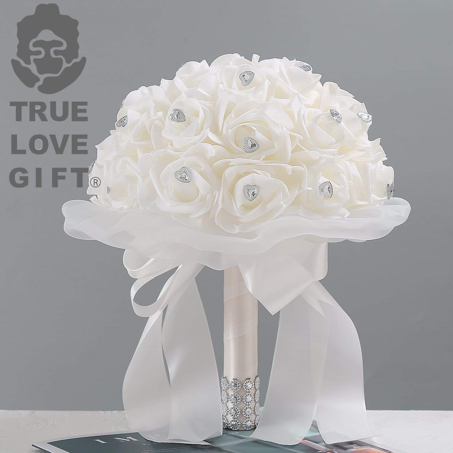 American-style roses, hearts, rhinestones, ribbons, love gifts, bouquets, wedding ribbons, handmade wholesale