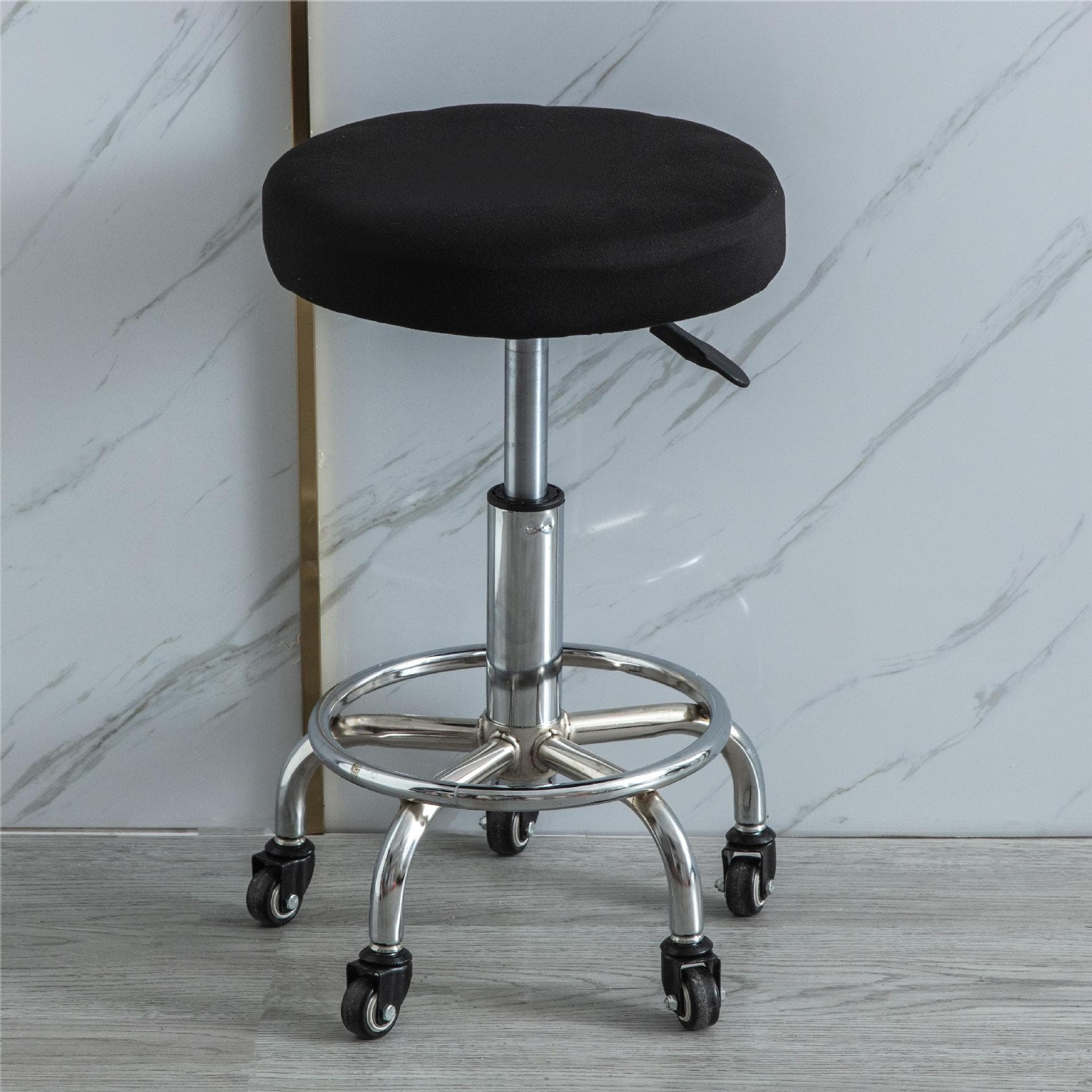 Elastic Round Stool Cover Four Seasons Solid Color Chair Cover Height Adjustable Round Chair Bar Stool Small