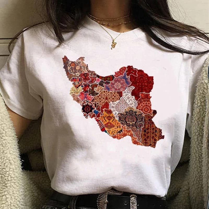Ouma 100% Cotton Iran T-Shirt Women Harajuku T-Shirt Female Funny Cloth