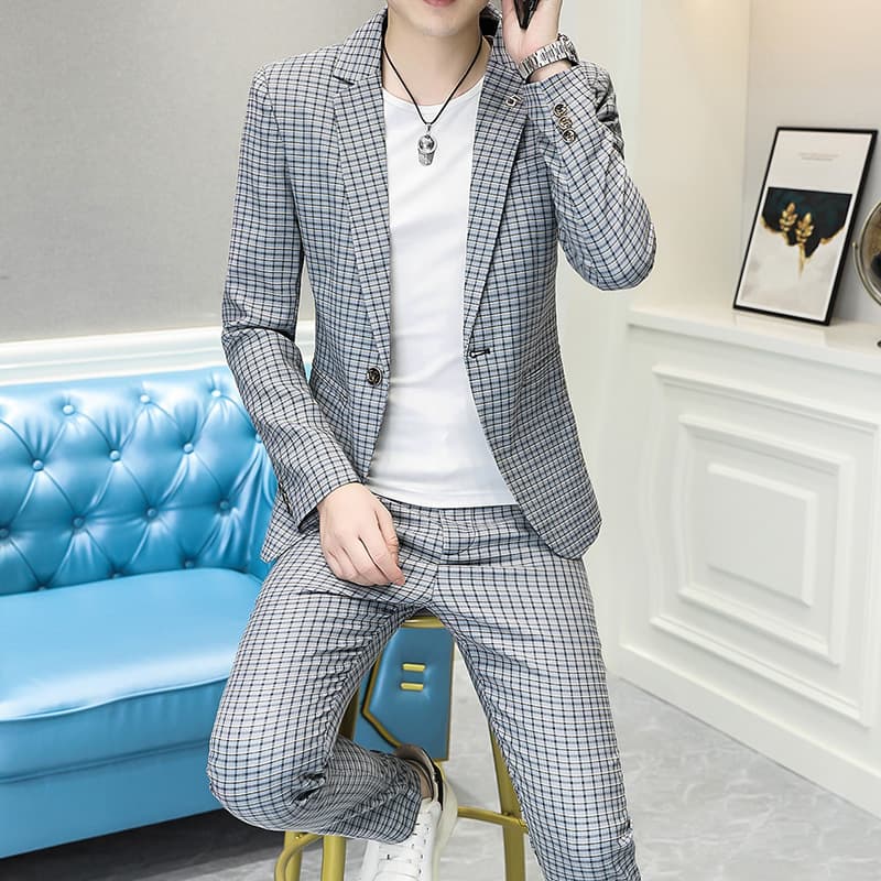 OBCY Export Foreign Trade 2024 Autumn New Young and Middle-Aged Korean Slim Fashion Stylist Suit for Men