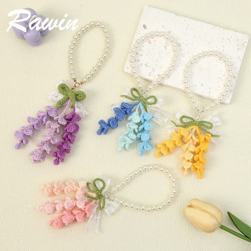 Creative simulation hand-woven flower lavender hanging basket hand hook car rearview mirror hanging ornaments multi-head lavender car hanging