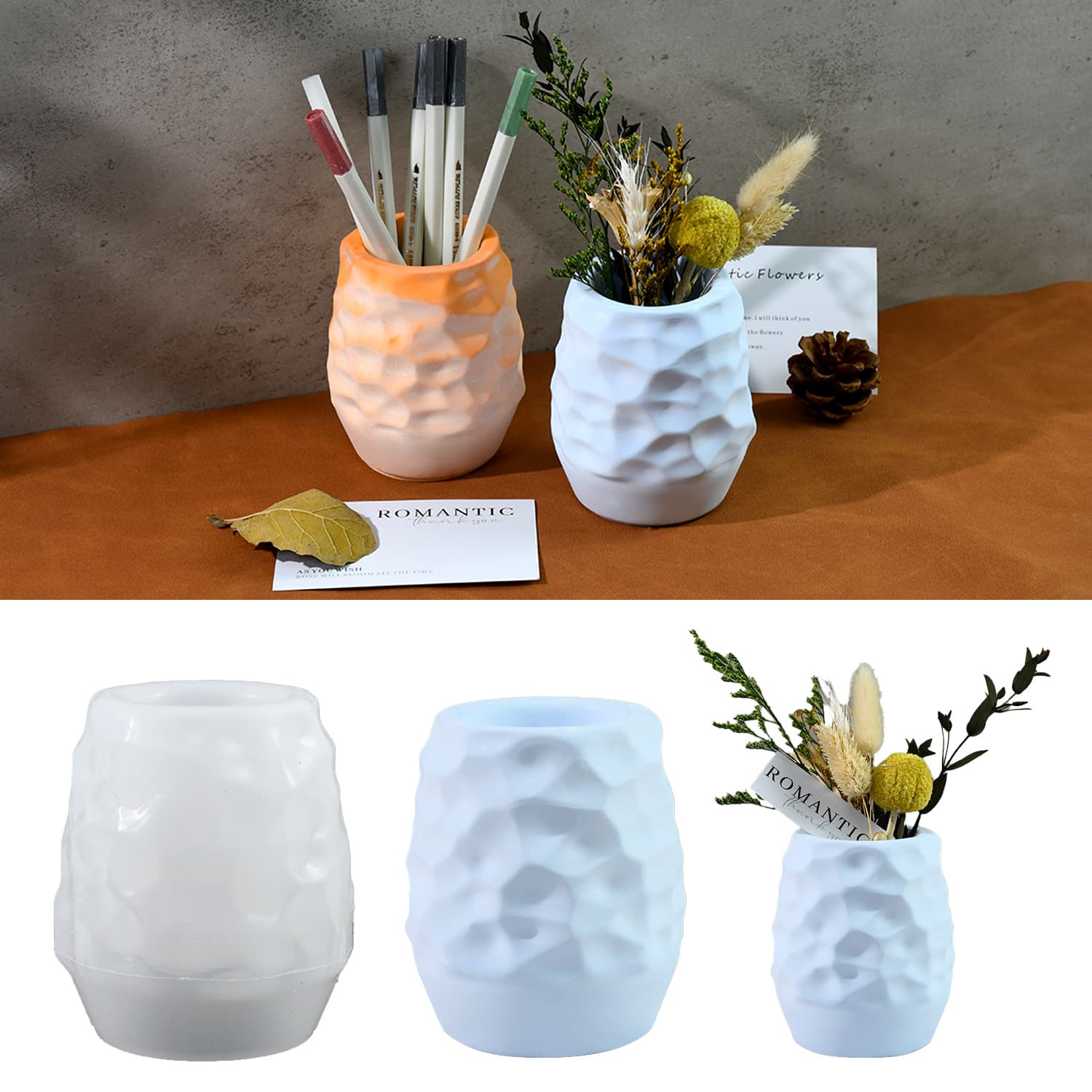 Proud DIY Glue Mold Simple Home Honeycomb Vase Silicone Mold Pen Holder Storage Resin Mold