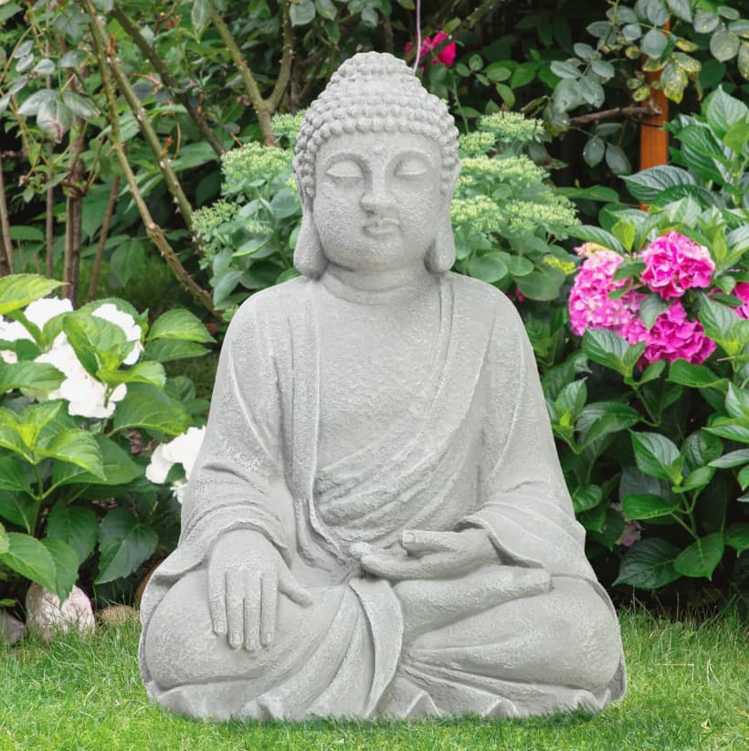 Religious Buddha Statue Decoration, Magnesium Oxide Material, Garden Courtyard Sculpture, Antique-Style Cross-Border Export Supply, Seated Buddha Festival