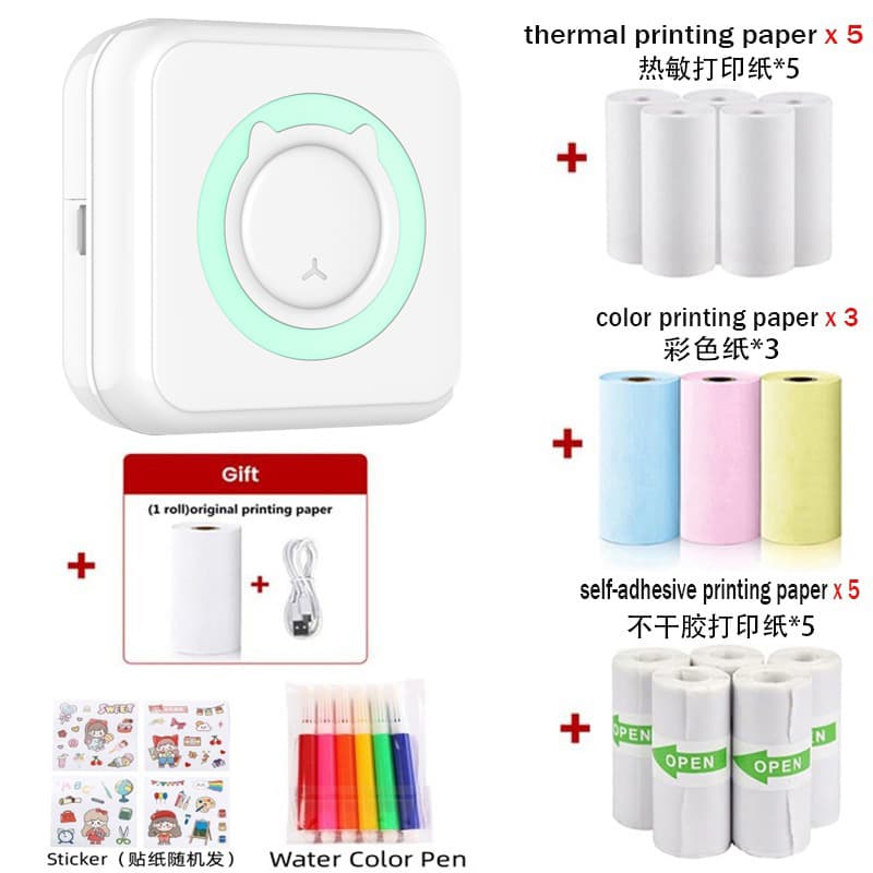 Cross-border Mini Printer for Students, Portable Bluetooth Thermal Sticker Printer for Photos and Notes