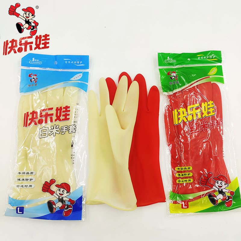 Mini Latex Gloves Happy Doll White Rice Red Rice Thin Clean Household Gloves Ladies Short Dishwashing Gloves for Kids