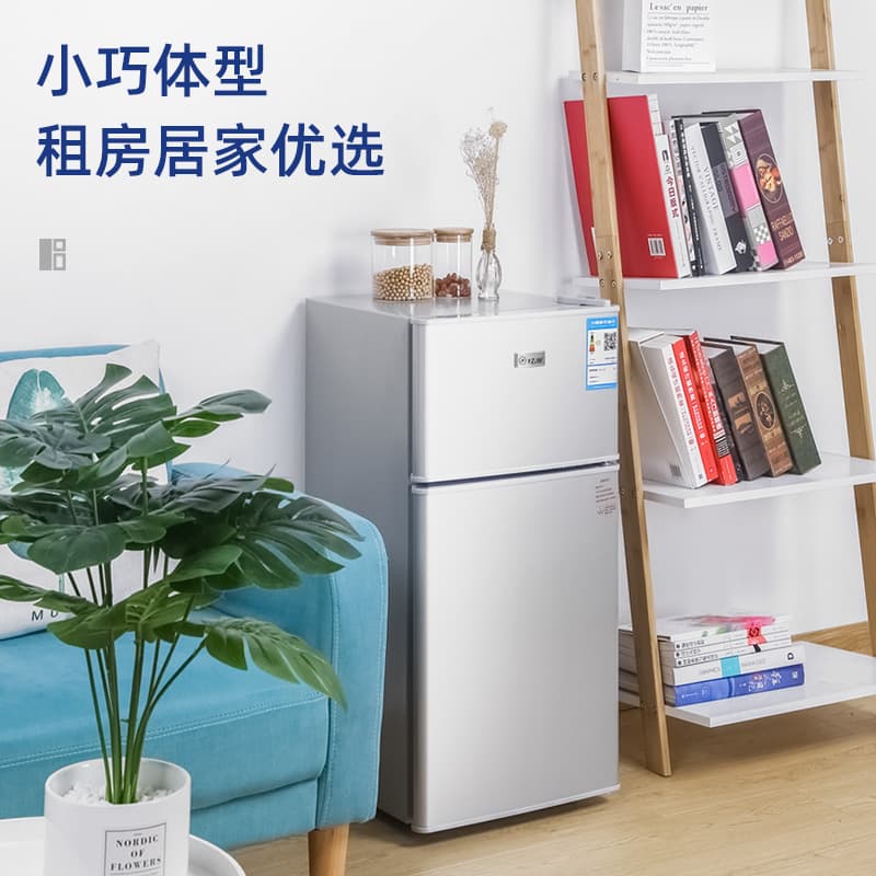 Yangzi Jiamei First-Class Energy-Saving Refrigerator, Quiet Dual-Door Refrigerator and Freezer, 100L Small Size for Rental Apartments and Single Dormitories