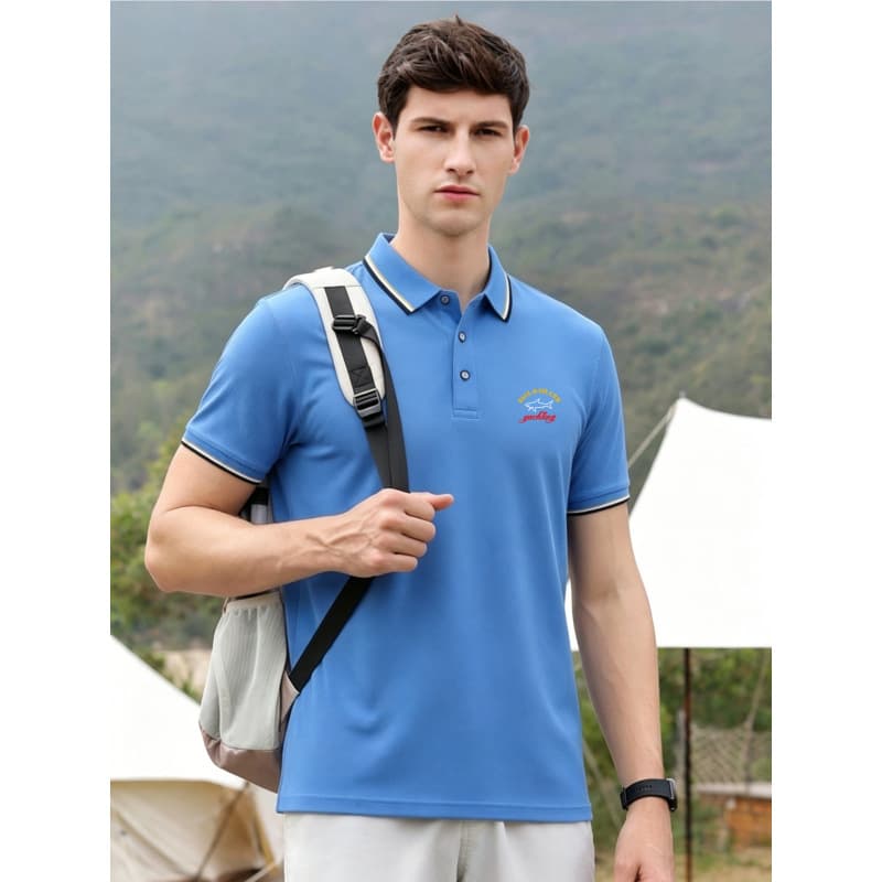 Cross-Border SHARK&BARSEE Short Sleeve Printed T-Shirt for Men, Summer Loose Business Casual Polo Shirt, Big Size Half Sleeve