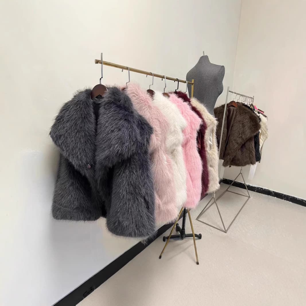 Cross-border Wholesale New Autumn/Winter European and American Women's Fashion Faux Fur Collar Vest Jacket