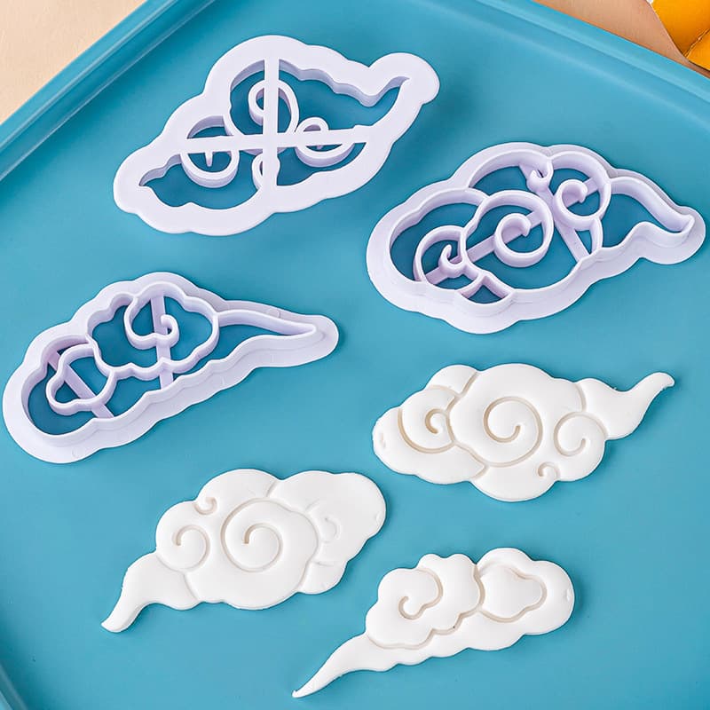 Fondant Cake Mold DIY Auspicious Cloud Stamp Press Cloud Cutter Mold Birthday Chinese Cake Decoration Baking Tool