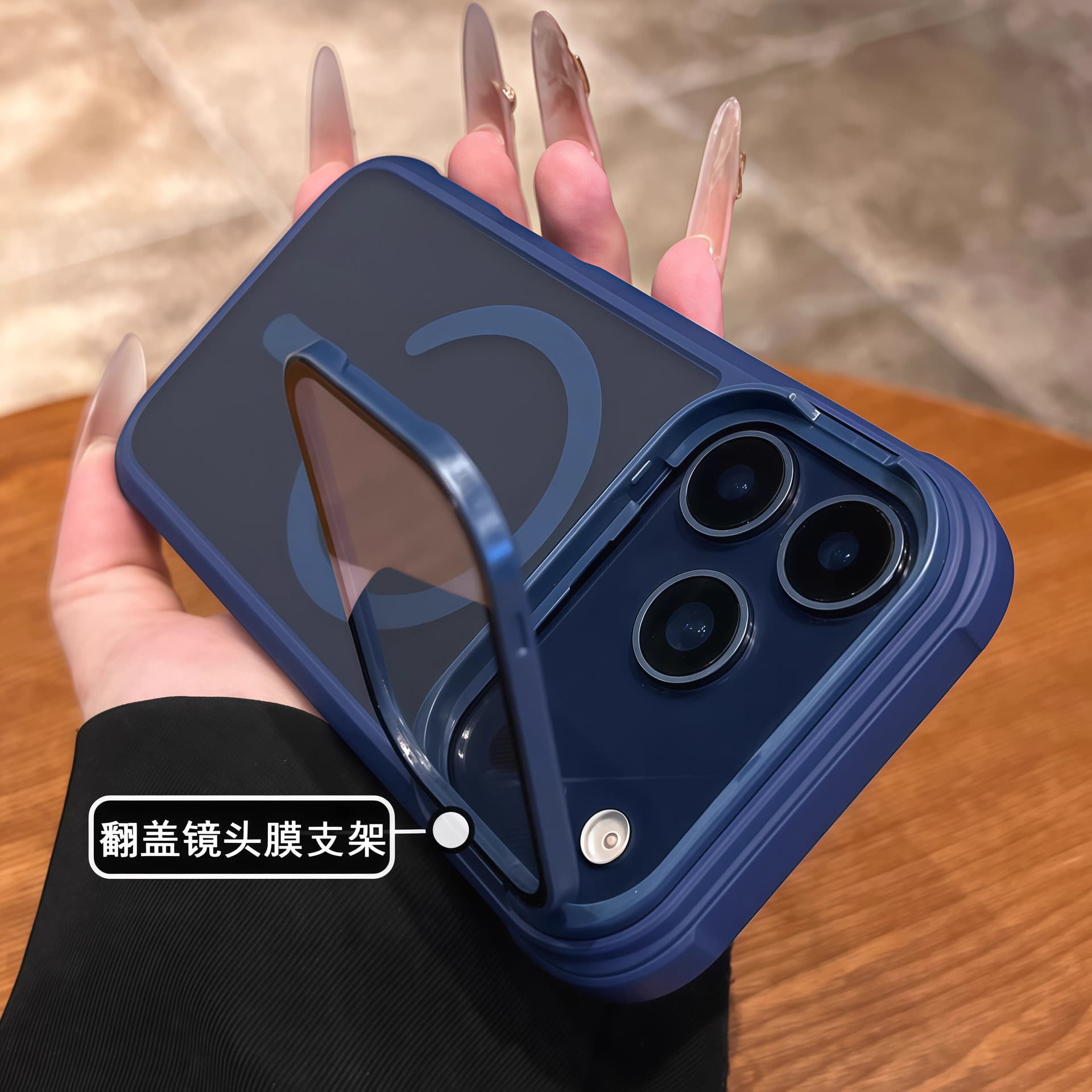 Lens Film Flip Cover Stand Case for Apple 18 Pro Max, New iPhone 18 Pro Orange Magnetic 1