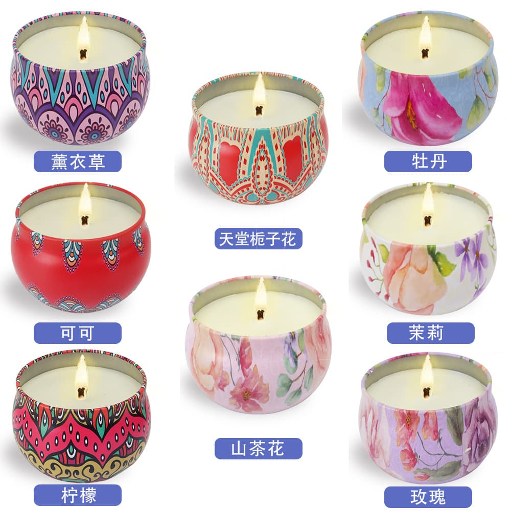 Wholesale 4.4oz Tinplate Jar Soy Wax Scented Candle Indoor Romantic Plant Essential Oil Light Fragrance Handmade