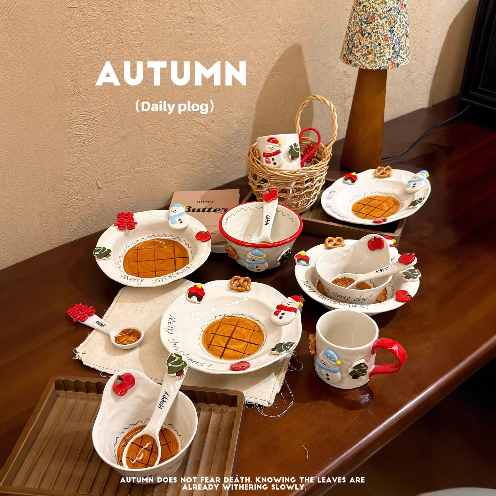 ISILG Shuaiyi Christmas snowman series ins high-value Christmas plate mug soup spoon rice bowl