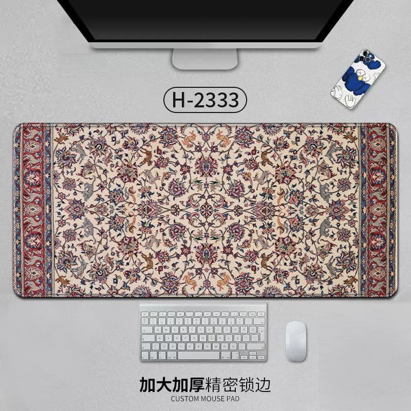 Cross-border Tassel Mouse Pad Vintage Pattern Gaming Mouse Pad Dunhuang Mural Caisson Seven-color Rubber Desk Mat