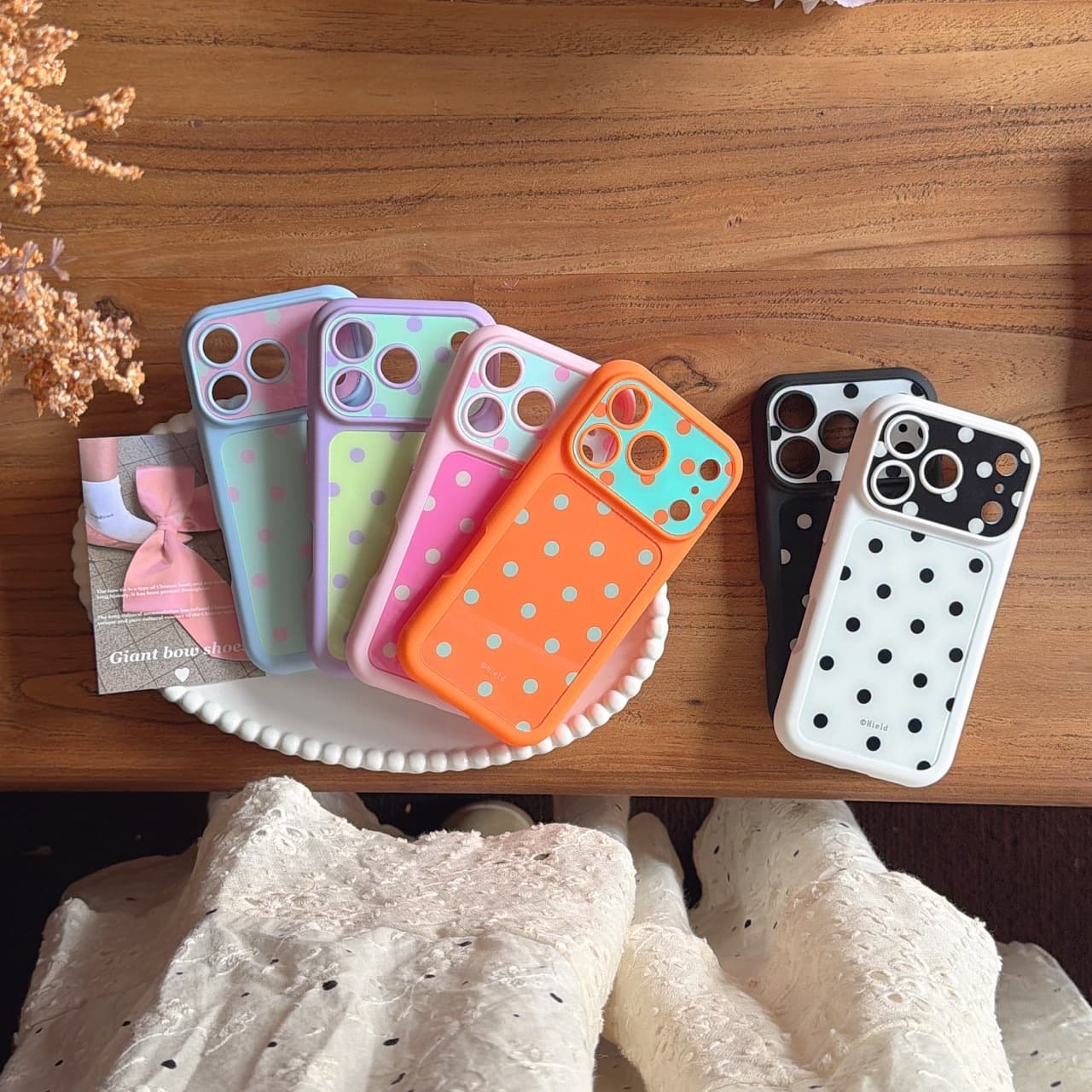 Dopamine Color Block Polka Dot Phone Case for iPhone 18 Pro Max, Apple 17 Cute 16 Creative 15