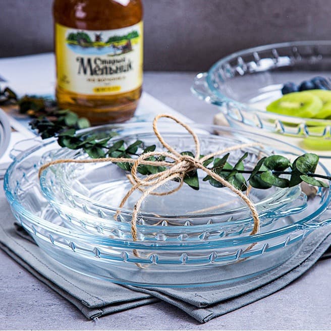 Phoenix tempered glass baking pan household hot dish plate light wave oven oven microwave oven special round anti-scalding