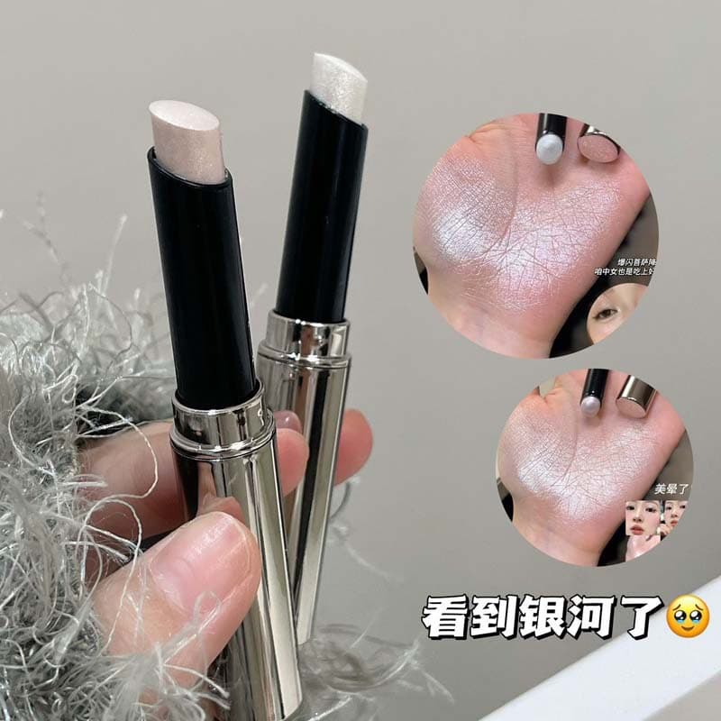 HERORANGE~ Rhyme Color Highlighter Stick with Crushed Diamond Sparkle, Fine Pearlescent Glow Under-Eye Pencil for Natural Brightening and Contour Eyeshadow
