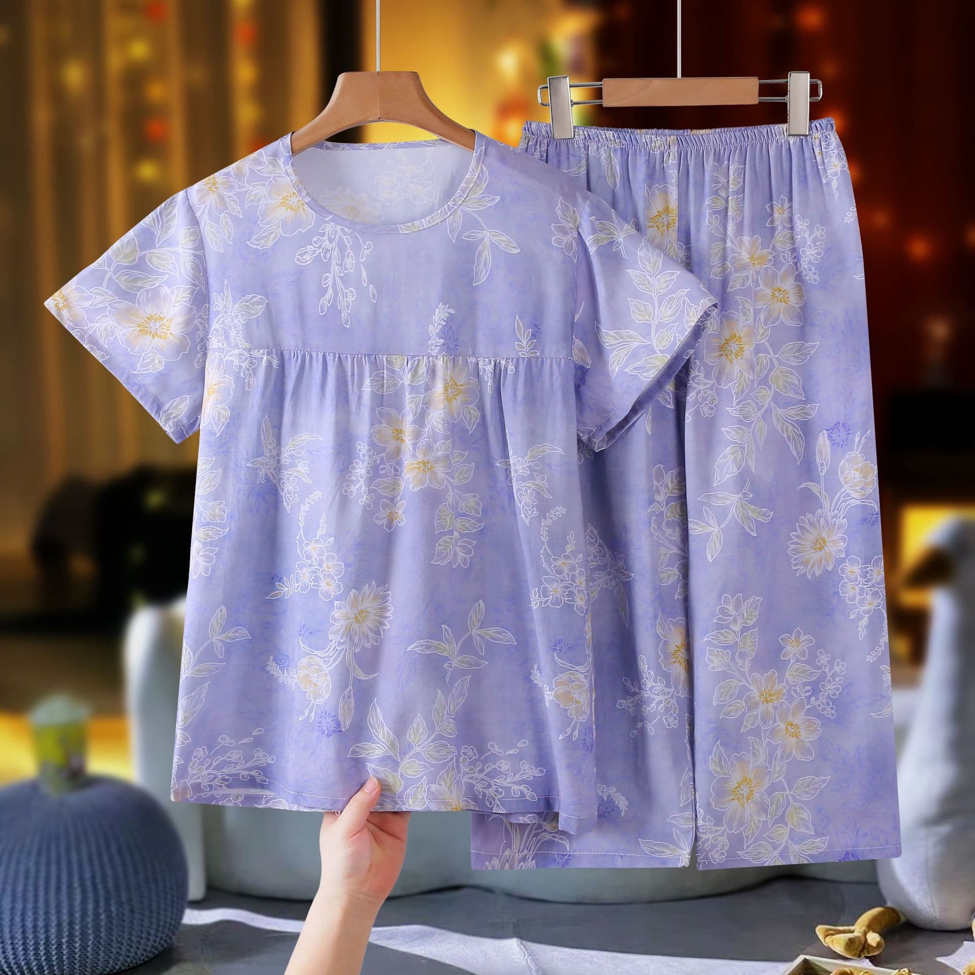 2026 Tencel Lyocell Summer New Women's Homewear Set Cotton Women's and Girls' Pajamas Short Sleeve Air Conditioning Wear