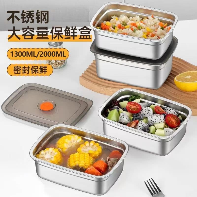 Cross-border stainless steel food container, food-grade, refrigerator-safe with lid, sealed bento box lunch box