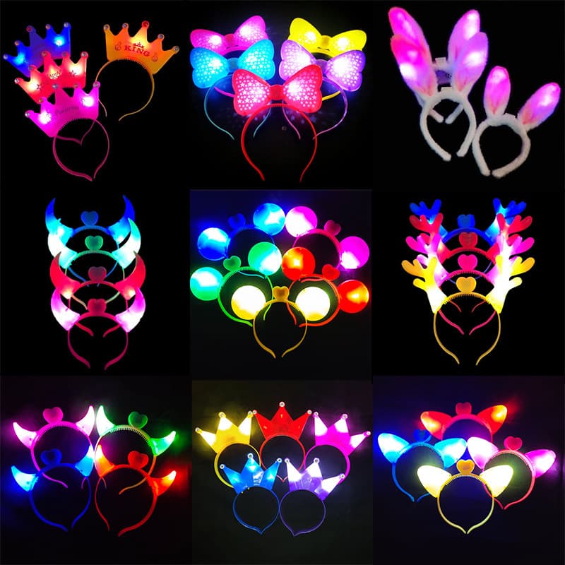 Children's Light-up Headbands for Kindergarten Performances, Concert Flash Annual Event Support Accessories with Horns and Antlers