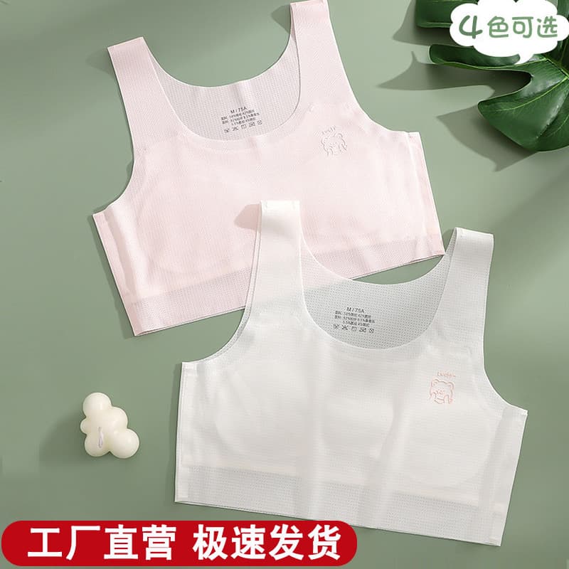 Summer Teen Girls' Bra for Developing Stage, Middle & High School Students, Breathable Vest Style