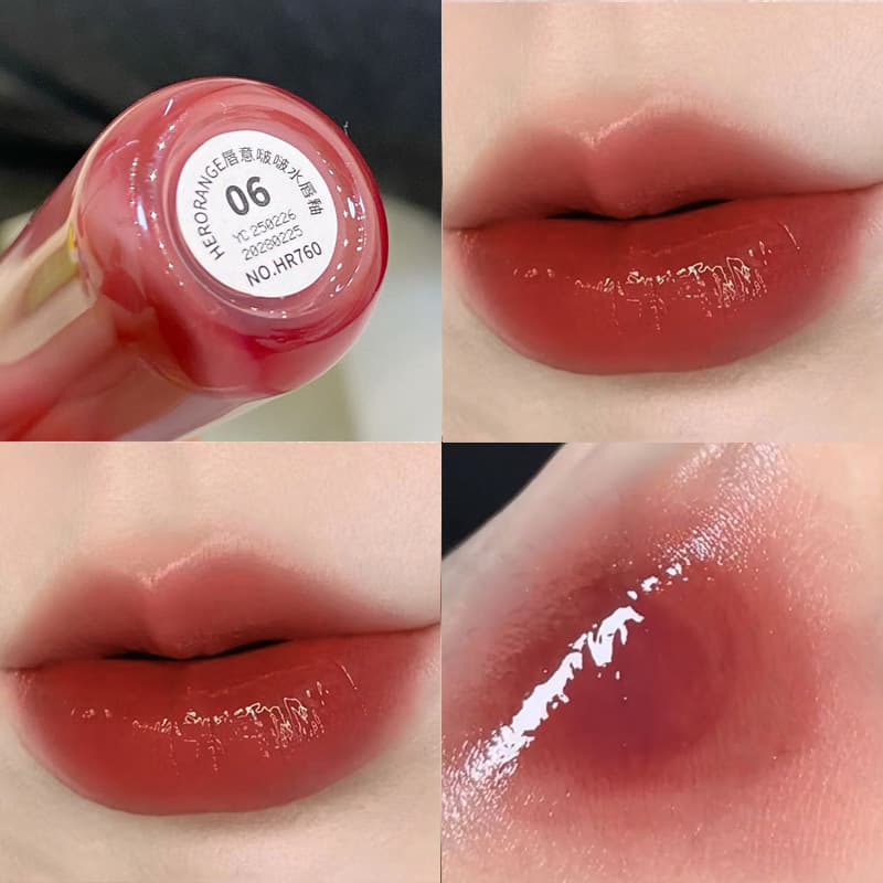 HERORANGE~ Clear Water-Gloss Mirror Lip Glaze, Moisturizing Plump Lips, Pigmented & Brightening Summer Lip Color, Cross-Border Cosmetics