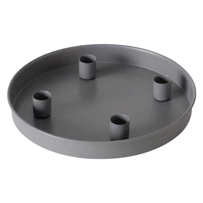 Metal tray with magnetic candle holder, cross-border hot-selling painted process magnetic candlestick, factory direct fast shipping
