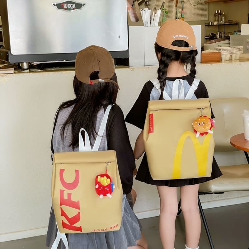 Foreign trade internet celebrity McDonald's KFC school bag 2026 new creative large capacity backpack bag crossbody bag parent-child bag