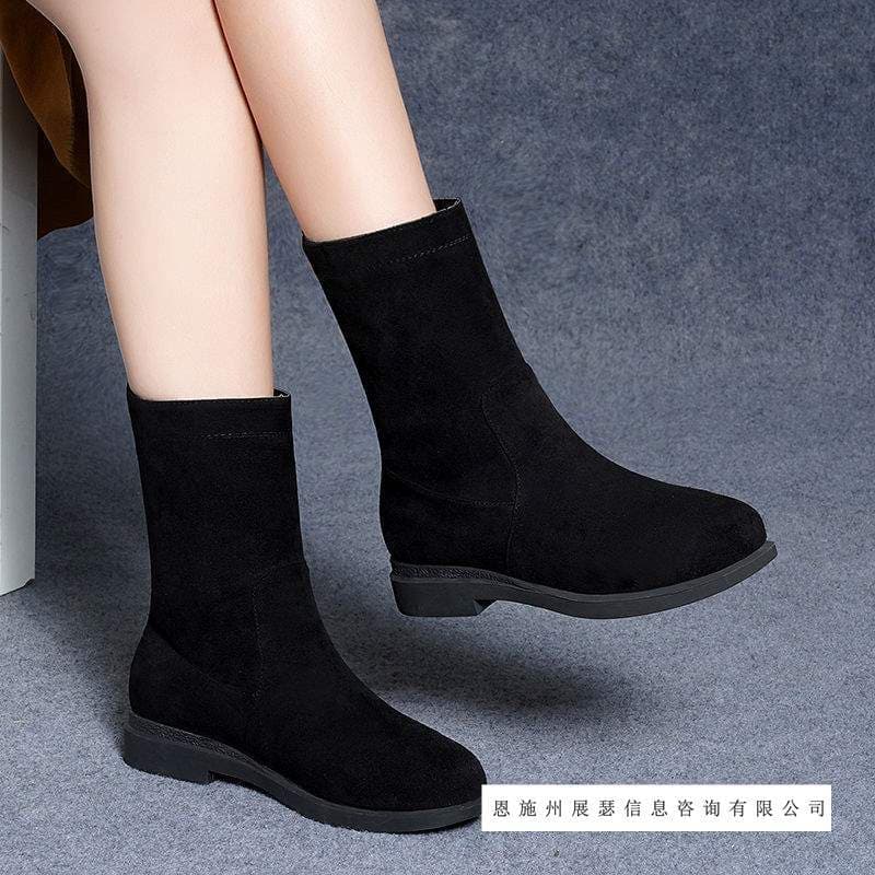 Women's Boots 2025 Fall Winter New Martin Boots Women Fleece Lined Versatile Suede Flat Mid Calf Boots Anti-slip Cotton Boots