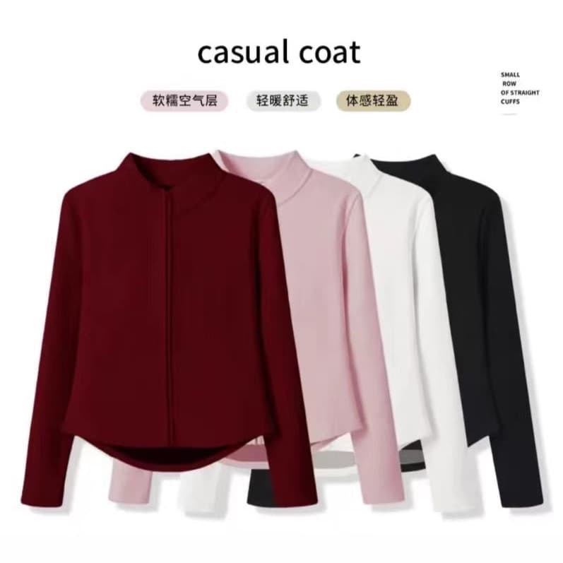 Graphene Silk Thickened Stand Collar Top Women's Autumn/Winter Elegant Fashion Slim Versatile Zipper Yoga Jacket