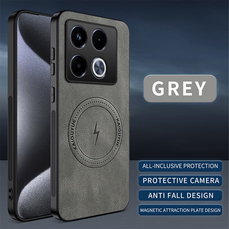 Compatible with Infinix Note40, Nappa Texture Leather, Full-Cover Lens, Drop-Resistant, Magnetic, Sound-Transmitting, Note40 Pro