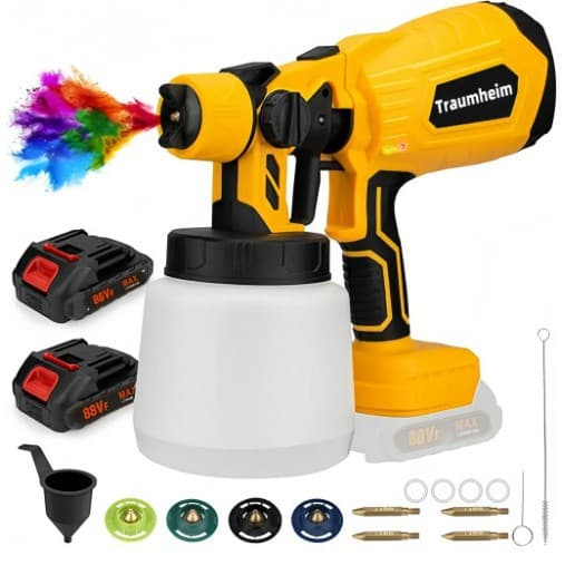 21V Electric Paint Spray Gun, Lithium Battery Rechargeable, Household Paint Sprayer, Latex Paint Spray Gun, Paint Spraying Machine, 4-Nozzle Set