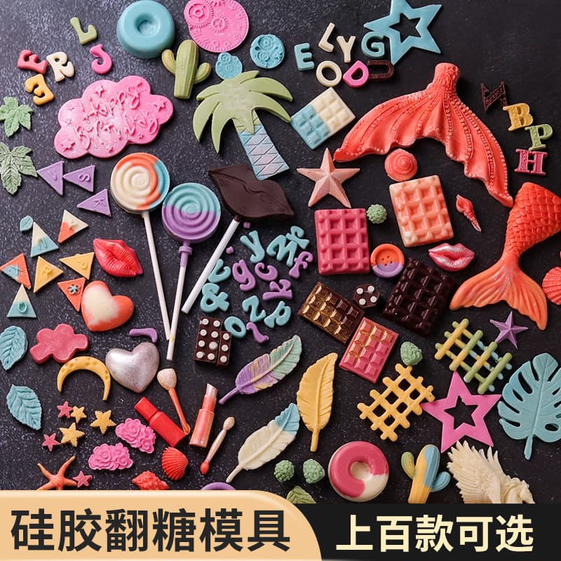 Fondant Cake Mold Chocolate Silicone Starfish Waffle Button Five-Pointed Star Heart Number English Ice Cream