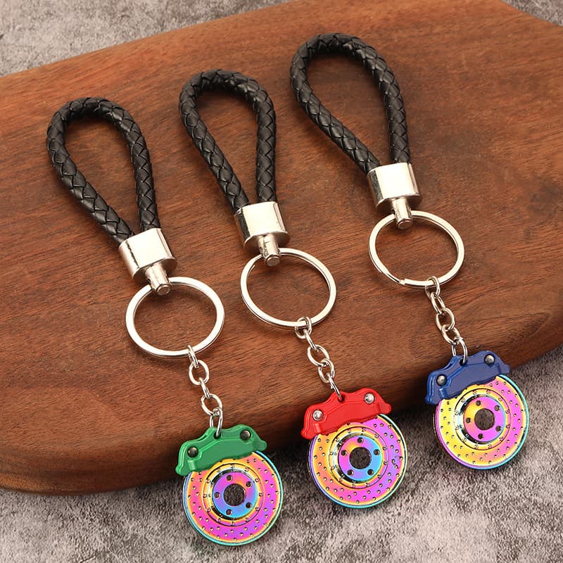 Creative gift brake disc hub caliper metal keychain car modified disc brake waist hanging key ring chain pendant