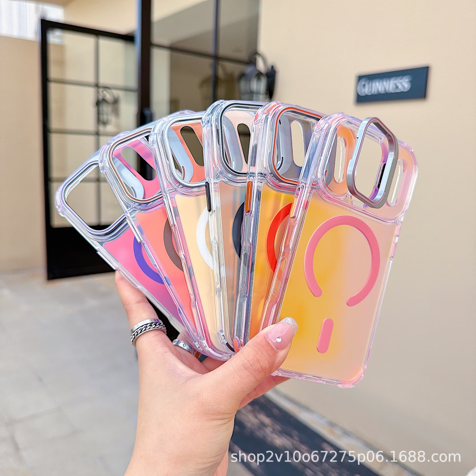 Color plated laser gradient suitable for iPhone17 mobile phone case lens holder magnetic charging Apple 16 anti-fall soft case