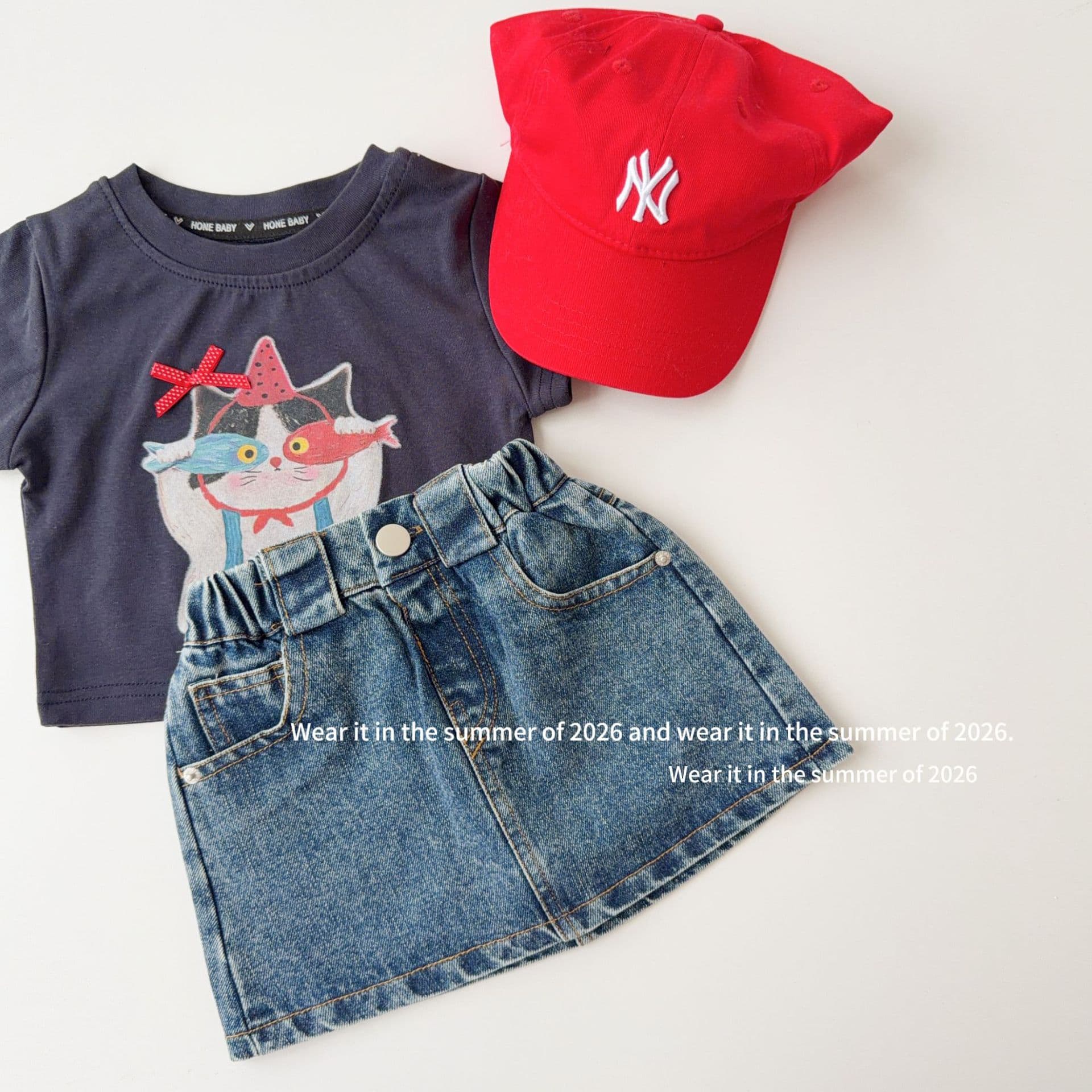 2026 Korean Style Children's Clothing Fashionable Design with Back Pocket Loose Fit Solid Color Denim Short Skirt Pants
