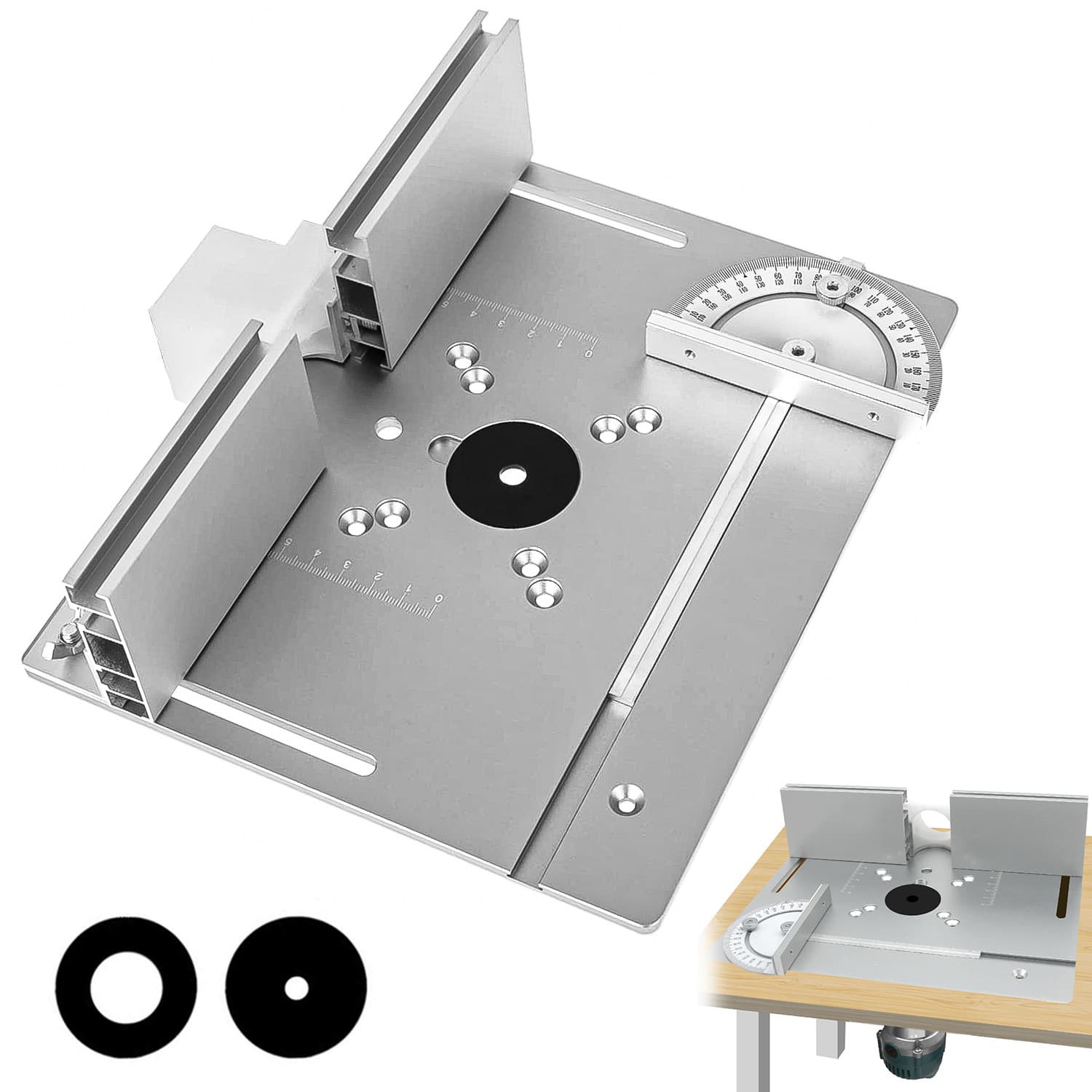 C8 Woodworking Router Inverted Plate, Electric Wood Milling Table, Aluminum Alloy Panel, Fence, Push Stick, Inverted Plate