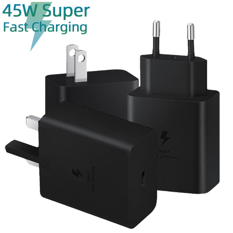 Super Fast 45W Charger for Samsung S22+ S20 Ultra Note10+ Mobile Phone Tablet Compatible with S7 S8 White Black OEM Brand