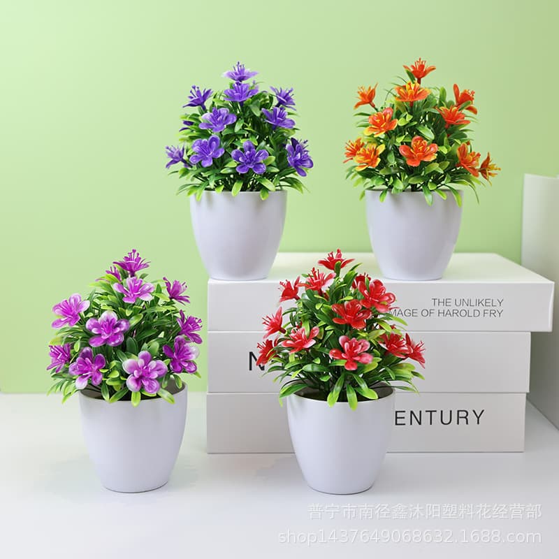 Artificial Flower Desktop Decoration Plastic Fake Rose Potted Plant Greenery Indoor Home Decor Money Tree Plant