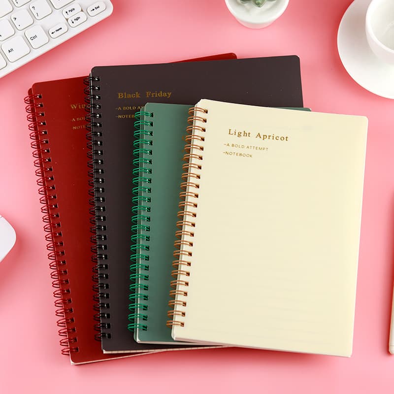 In Stock A5 Coil Notebook Morandi Color Memo Pad Retro PP Gold Foil Cover Notebook Student Prize Custom LOGO