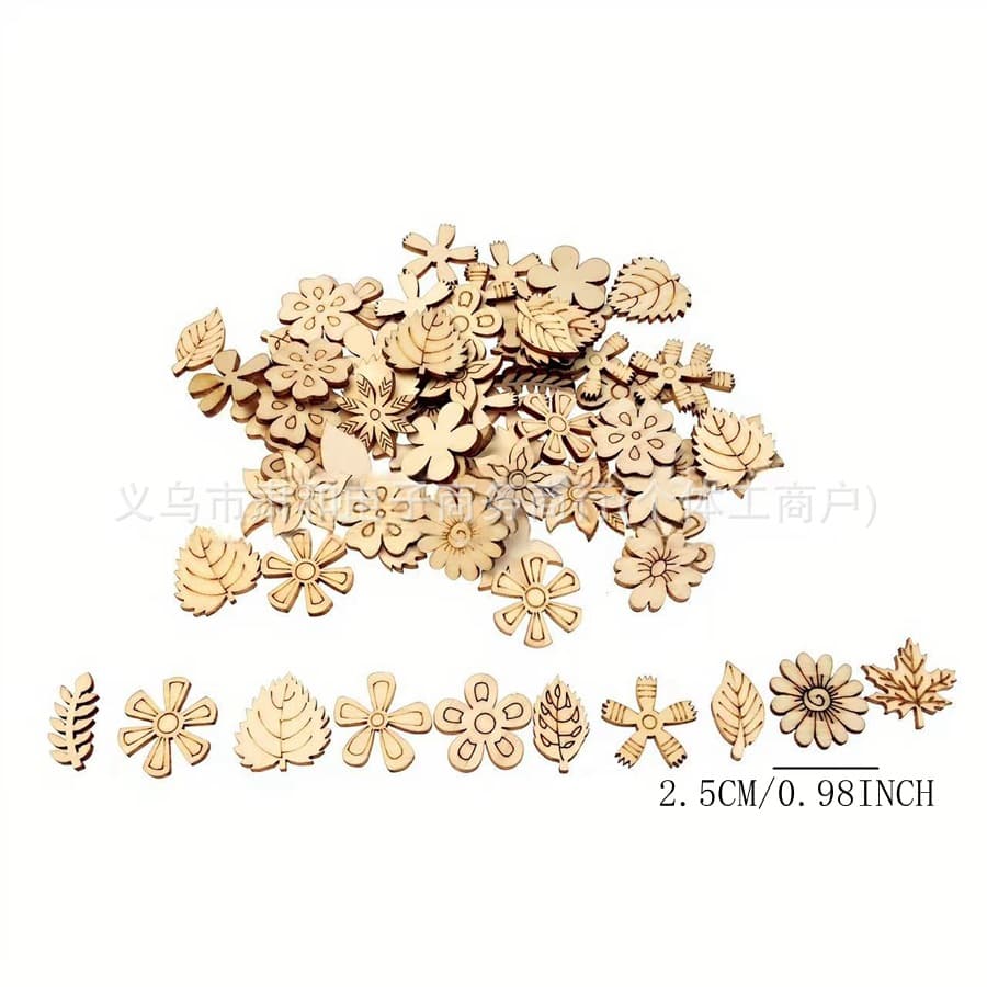 Cross-border Natural Wood Color Plant Flower Home DIY Craft Accessories Wooden Decorative Pieces Wooden Crafts